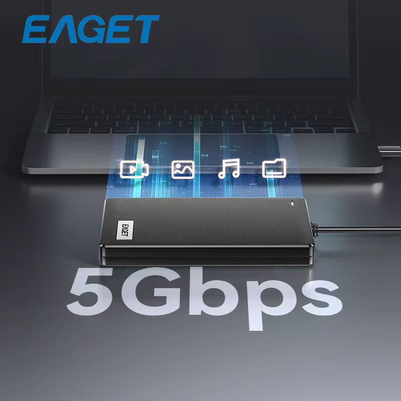 Eaget 2,5-Zoll SATA SSD HDD Gehäuse in Schwarz mit USB-C und USB 3.0 für Desktop, Laptop, Router, TV und PS4, bis zu 6 TB Kapazität - Bild 2