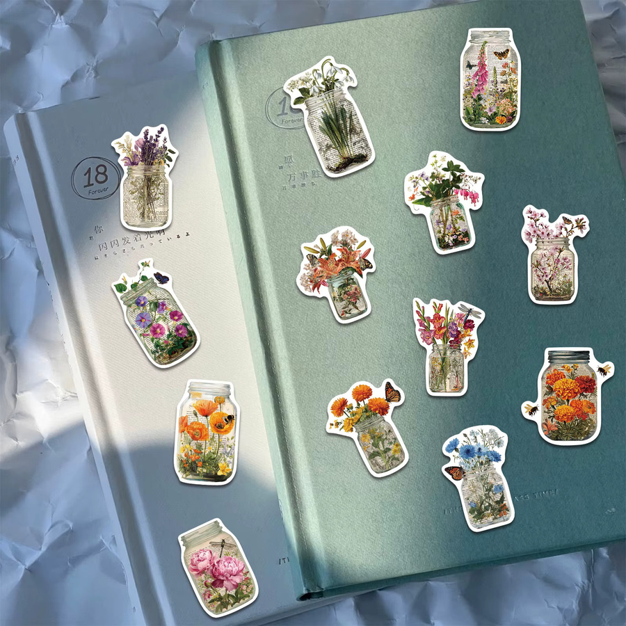 50 Stück MRJIAANGSON Retro Blumen Aufkleber Set, Wasserdichte Graffiti Sticker in Multicolour für Laptop, Telefon und Notebook - Bild 4