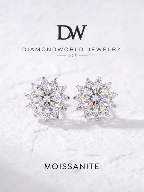 DiamondWorld Sonnenblumen-Ohrstecker, 925 Silber, Moissanit-Diamant, Damen - Bild 1