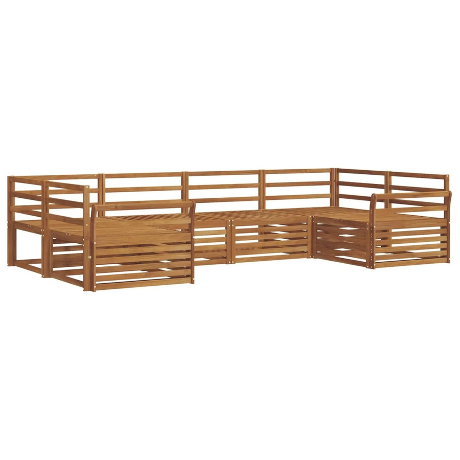 vidaXL Sofagarnitur aus Massivholz Akazie in Braun, 6-teiliges U-Shape Sofa Set mit modernem Latten-Design - Bild 2
