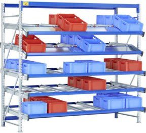 Bito Regal SDS / Regal SF4 in Enzianblau mit geradem und abgeknicktem Grundfeld, B/T/H: 282 x 130 x 250 cm - Bild 1