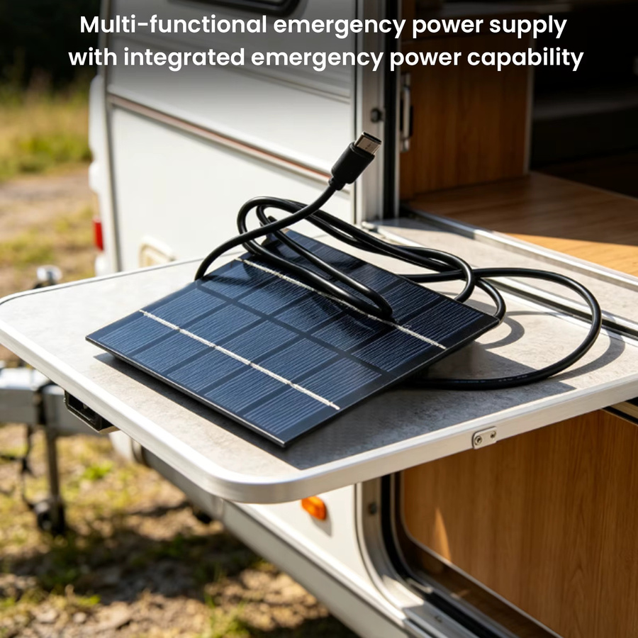 APWIKOGER Solar-Ladepanel mit Typ-C-Ausgang, 1,5 W 5 V polykristallines Solarpanel mit 1 m USB-Kabel für Smartphones, Powerbanks und Tablets - Bild 4