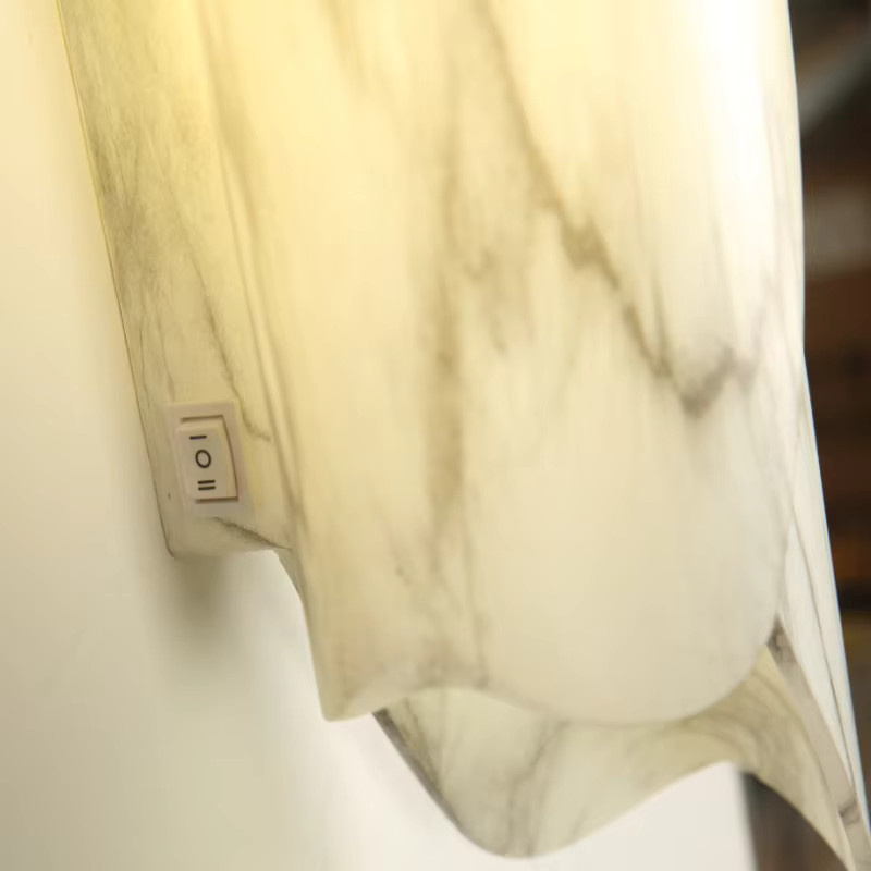 BAIHUAN Moderne LED-Wandleuchte in Weiß mit Marmor-Design und Warmweißem Licht für Schlafzimmer, Wohnzimmer und Flur - Bild 4