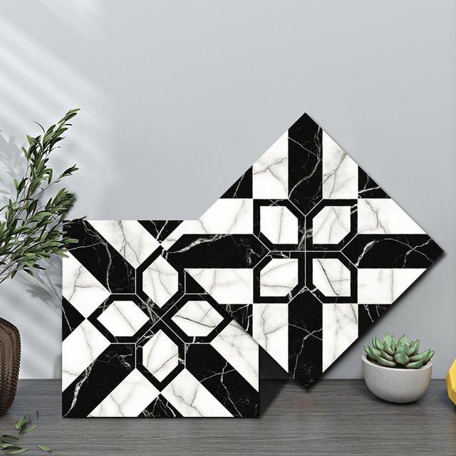 Sticker House Marmor Wandaufkleber in Schwarz-Weiß, selbstklebende PVC Tapete in Steinoptik, wasser- und ölbeständig, 10 Stück, B/H: 20 x 20 cm - Bild 1