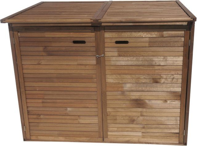 Andrewex Mülltonnenbox für 2 Tonnen aus Kiefernholz in Braun, B: 132 cm, H: 97 cm - Bild 1