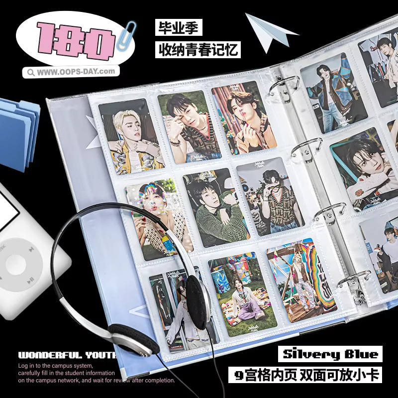 Y2k A4 Fotokarten-Sammelbuch mit 180 Taschen und Sichtfenster, Kpop Binder mit D-Ring in Silber, Fotokartenhalter für 7,6 x 7,6 cm Karten - Bild 3