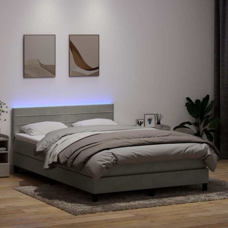 vidaxl Boxspringbett mit Matratze in Grau aus Samt, B/T/H: 160 x 220 x 223 cm - Bild 1
