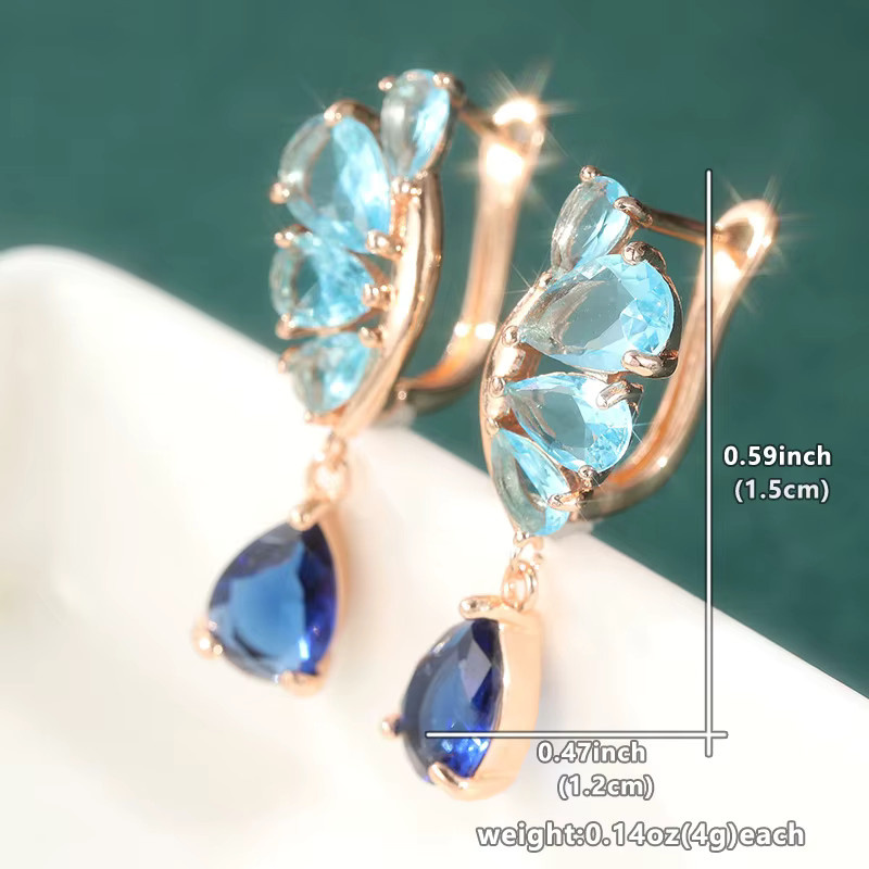 YoYo Ohrringe, blaue Zirkonia, Roségold, Damen, Vintage - Bild 3