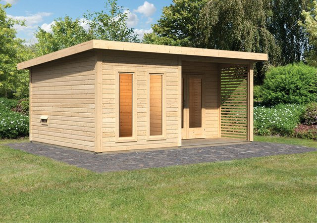 Saunahaus MAINBURG 5 Naturbelassen mit Vorraum und Sauna-Set inklusive 2 Liegen B/T/H: 509 x 369 x 200 x 170 cm - Bild 1