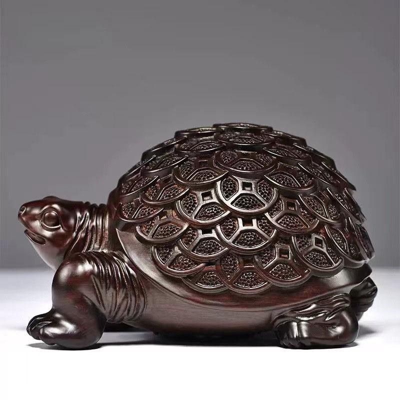 Yiran Furniture Geldschildkröte aus Ebenholz in Braun als dekorative Holztierfigur - Bild 2