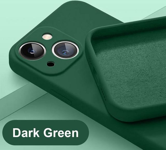 Yoxier Flüssigsilikon Handyhülle für iPhone 15 14 13 12 11 Pro Max Mini XR Plus SE 2020 in Dunkelgrün - Bild 1