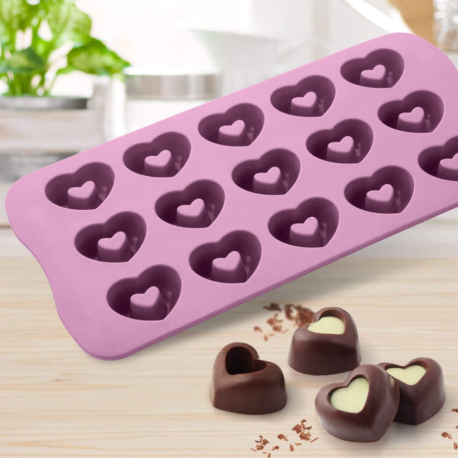 Zenker Pralinenform Sweet Sensation Herz aus Silikon, Pink, 15er Packung - Bild 2