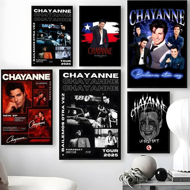 Singer C-Chayanne Poster Wandkunst-Aufkleber in Schwarz, wasserfeste und selbstklebende Wanddekoration, B: 20,0 cm, H: 15,0 cm - Bild 1