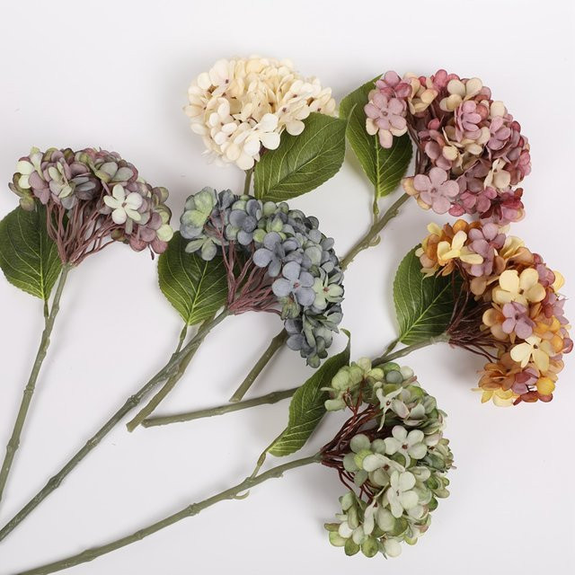 TTCY Künstliche Hortensie in Grün, Blau und Multicolour für deine Heimdekoration und Hochzeitsfloristik - Bild 1