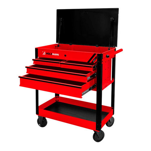 Holzmann-Maschinen Werkstattwagen WW862ECO in Rot mit 4 Schubladen aus Metall, B/T/H: 86 x 45 x 96 cm - Bild 2