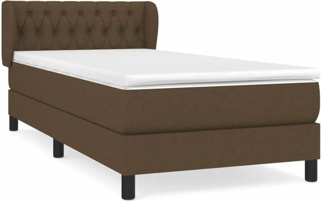 vidaXL Boxspringbett mit Matratze Dunkelbraun B/T/H: 100 x 200 cm, Hybridbett mit Taschenfederkern aus Stoff und Lärchenholz - Bild 1