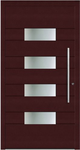 KNOCK Aluminium-Haustür Marte in Purpur-Rot mit Glaseinsatz und RC2-Schutz - Bild 1