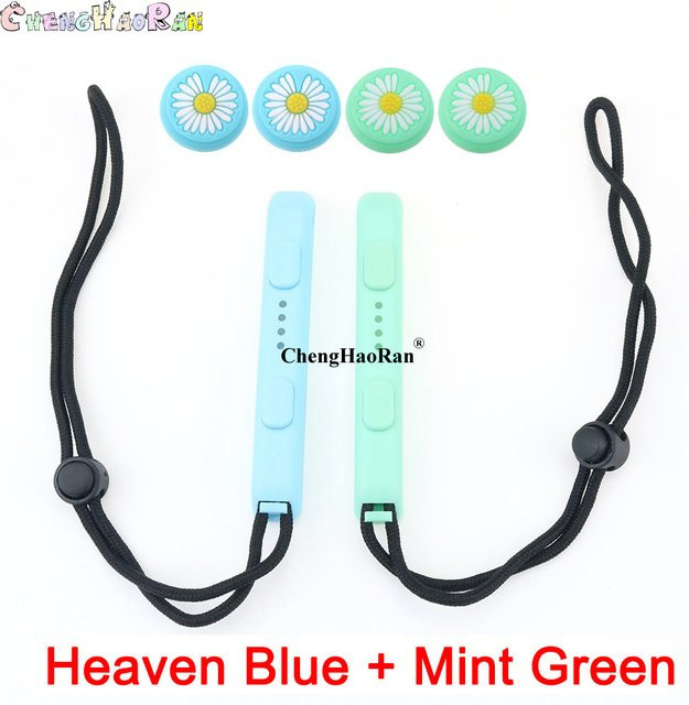 Nintendo Switch Zubehör Set mit 1 Paar Handschlaufe Lanyards und 4 Thumbstick-Griffkappen für Joy-Con und OLED Controller, Multicolor - Bild 1
