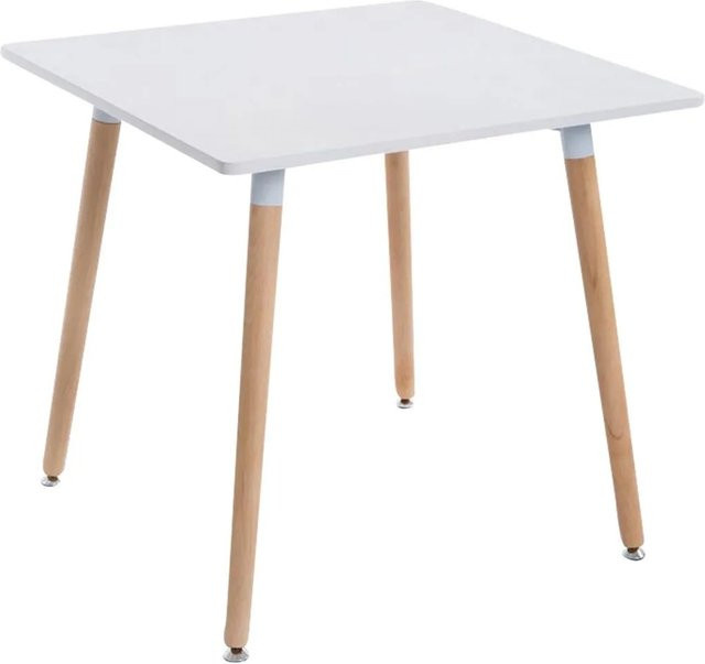 DELUKE Esstisch CLARA quadratisch in Holz Natura und Weiß, B/T/H: 80 x 80 x 75 cm - Bild 1
