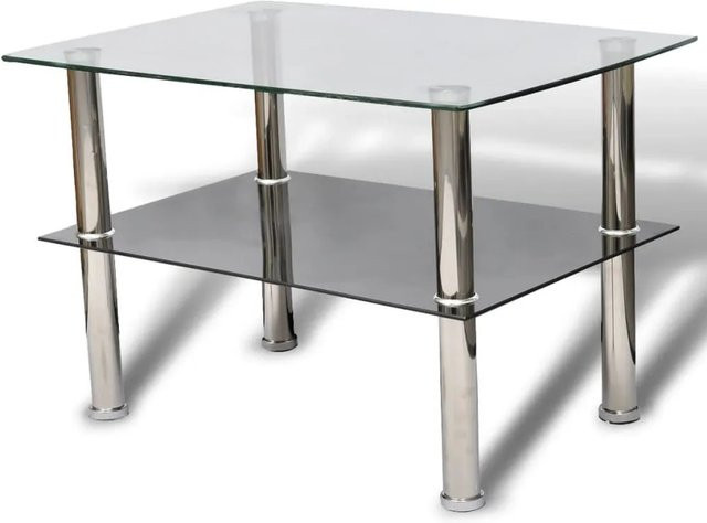 vidaXL Couchtisch mit Glasablage in Schwarz und Transparent, rechteckig, B/T/H: 45 x 43 x 45 cm - Bild 1
