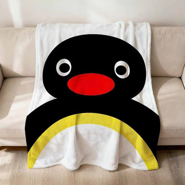 BestDream001 Pinguin Plüschdecke aus weichem Flanell in Weiß, B/H: 75 x 90 cm - Bild 1