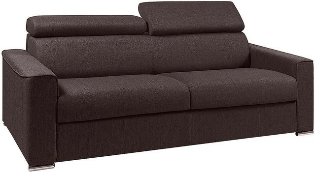 Schlafsofa Vizir von Vente-unique in Schokoladenbraun mit verstellbarer Kopfstütze, Breite: 216 cm - Bild 1