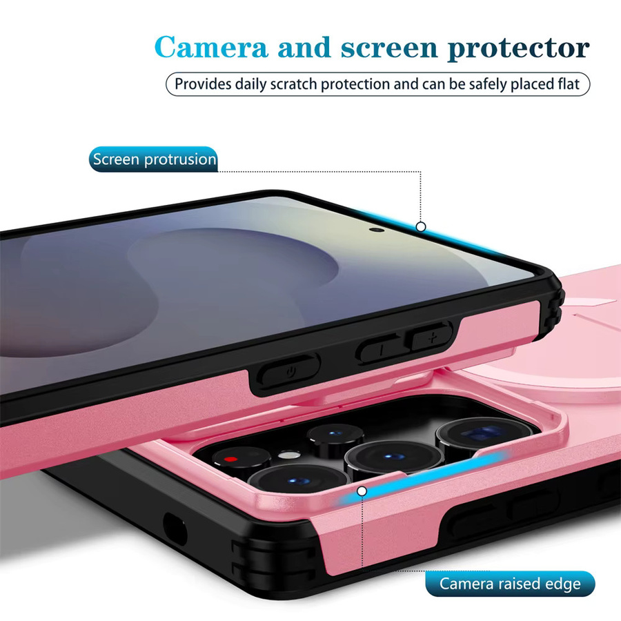 Magnetische Schutzhülle für Samsung Galaxy S26 S25 S24 S23 A57 A56 A55 A37 A17 A16 A15 5G mit Schiebe-Kameraschutz und Ständer in Pink oder Purple - Bild 5