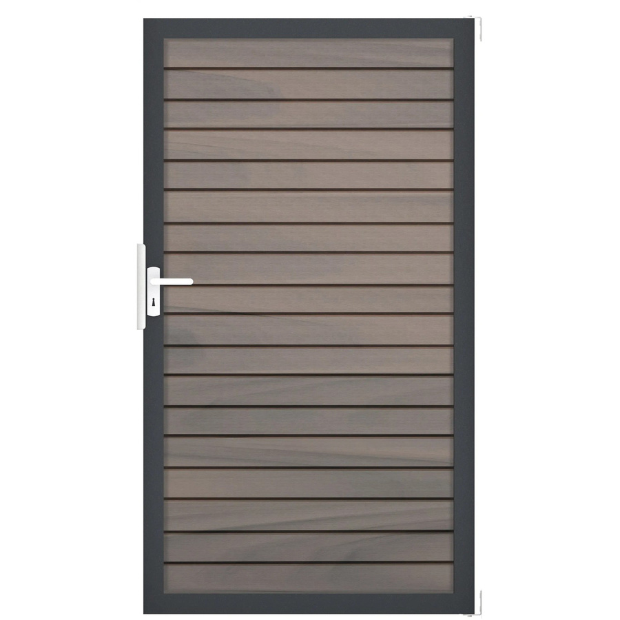 GroJa Steckzaun-Tor Solid-Rhombus 1-flg. DB703 Universal-DIN in Bi-Color Grau aus Aluminium und BPC, Höhe: 180 cm, Breite: 104 cm, Tiefe: 104 cm - Bild 2