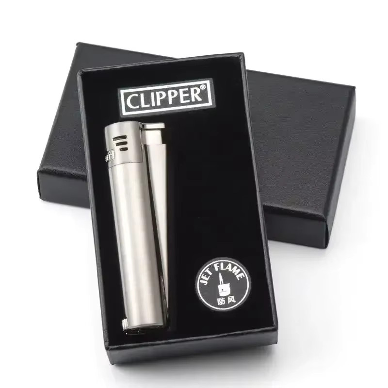 Clipper Metall Windschutz Feuerzeug Jet Fackel in Silber aus Spanien - Bild 3