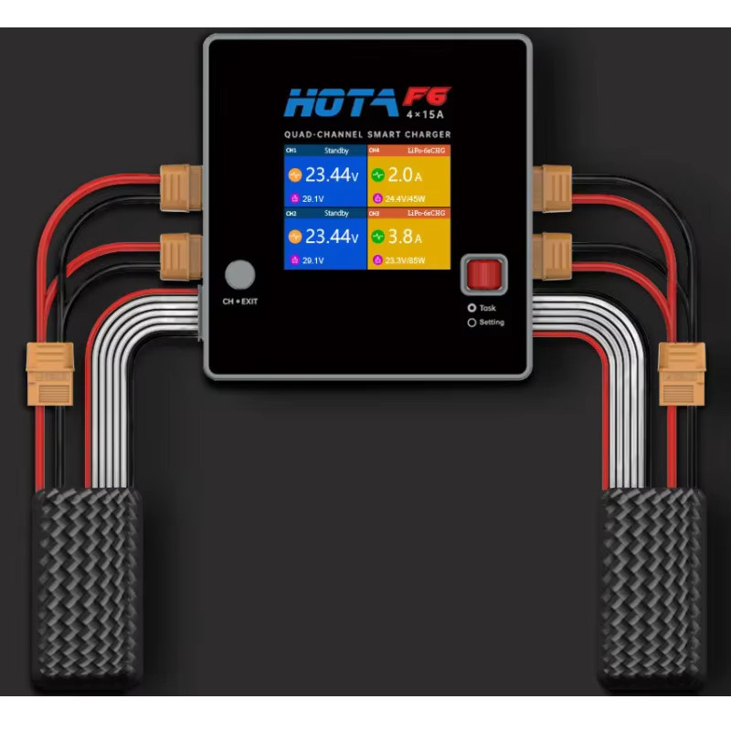 HOTA F6 Smart Balance Ladegerät mit 4 Kanälen und 4x250W für Lipo LiIon NiMH Akkus Typ C für Racing Drone Quadcopter - Bild 3
