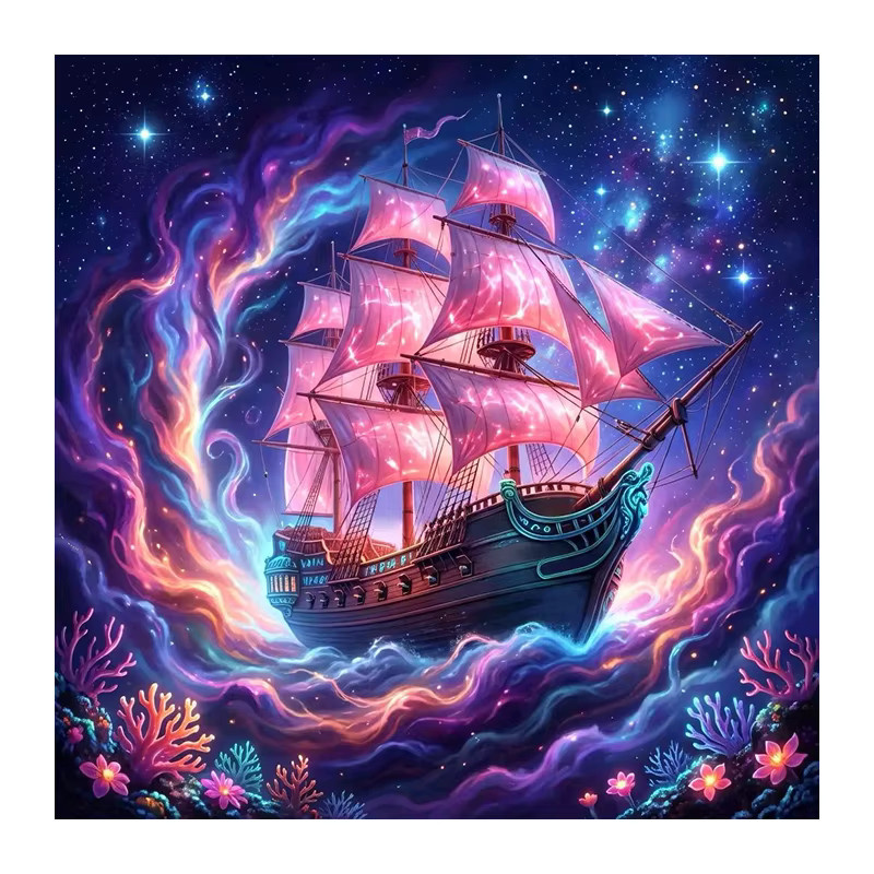 Huacan Diamond Painting Set Sternenhimmel Segelboot Landschaft Bastelset Multicolor B/H: 20 x 20 cm - Bild 5