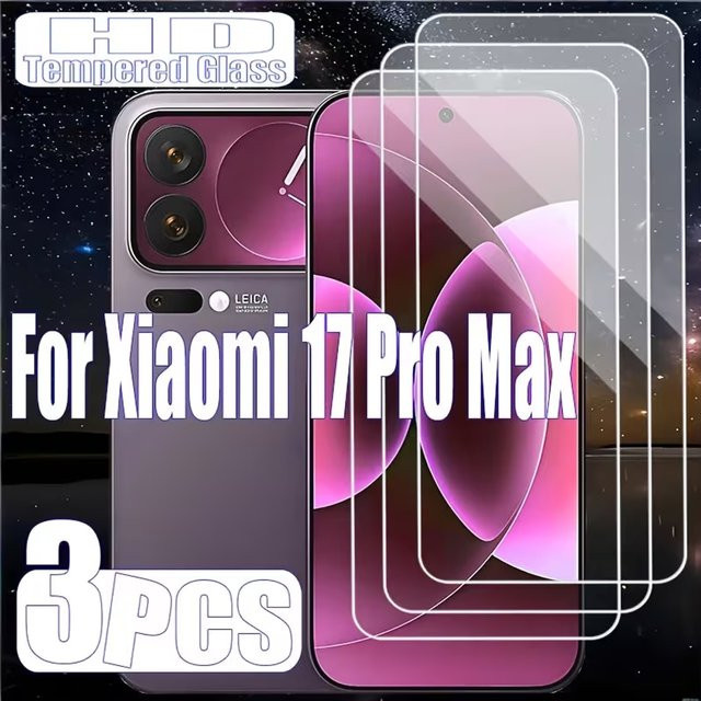 Xiaomi Schutzglas aus gehärtetem Glas für Xiaomi 17 Pro Max, Xiaomi 17 Pro und Xiaomi 17, transparent, kompatibel mit Fingerabdruck-Entsperrung - Bild 1