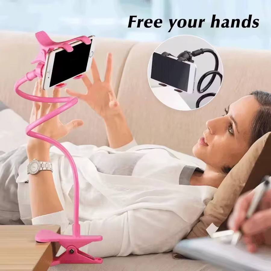 Universal Flexibler Handyhalter mit 360 Grad Rotation und Clip für Bett und Schreibtisch, Rot - Bild 3