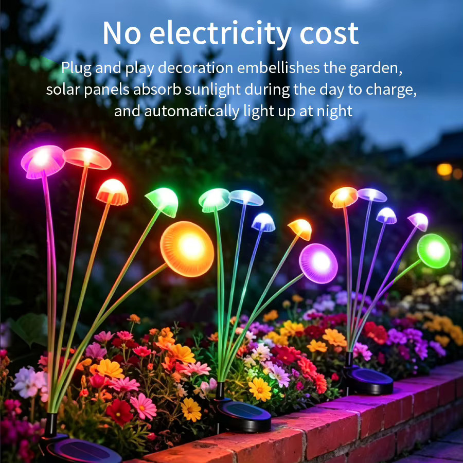 GGBEE Quallenförmige Solar-LED-Rasenlampe in Schwarz als wasserdichte Gartenleuchte für den Außenbereich mit Dämmerungssensor - Bild 3