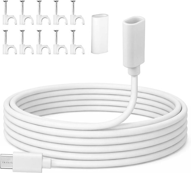 Ring AA60 USB-C Verlängerungskabel mit Clips und wasserdichtem Gehäuse in Weiß für Ring Pan-Tilt Indoor Cam Kamera 2 - Bild 1