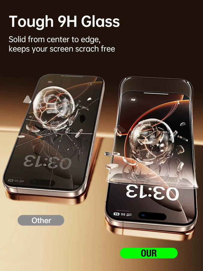 3er-Pack 9D Displayschutz aus gehärtetem Glas, hochauflösend und transparent, kompatibel mit iPhone 17, iPhone 17 Air, iPhone 17 Pro, iPhone 17 Pro Max, iPhone 16 Pro Max und iPhone 15 Pro Max - Bild 2