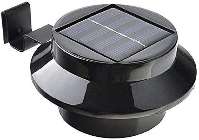 TOMTOP JMS Solarbetriebene LED Außenleuchte in Schwarz mit Warmweißem Licht, Wasserdichte Solar-Wandleuchte für Garten, Zaun und Treppen - Bild 1