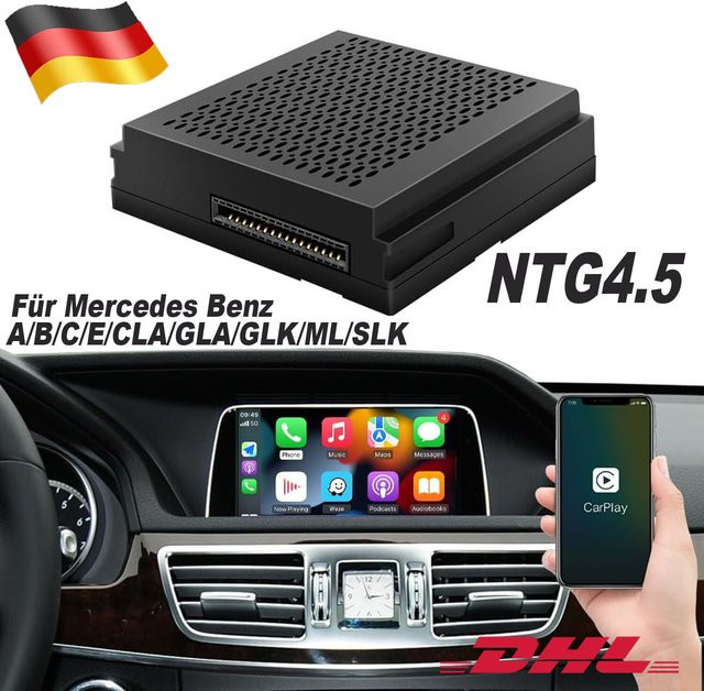 AUTOABC Drahtloses CarPlay und Android Auto Interface für Mercedes Benz NTG 4.5 System (2011–2015) A B C E Klasse GLA CLA GLK SLK CLS in Schwarz - Bild 1