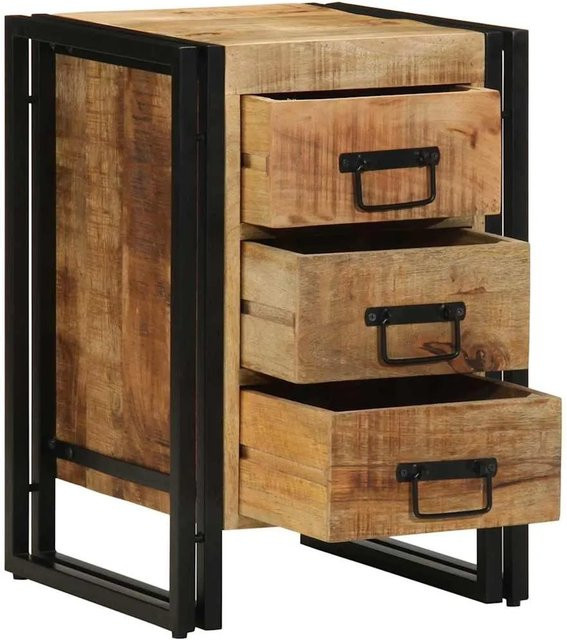 vidaXL Nachttisch aus Massivholz Mango und Stahl in Braun im industriellen Stil, B/T/H: 40 x 35 x 50 cm - Bild 1