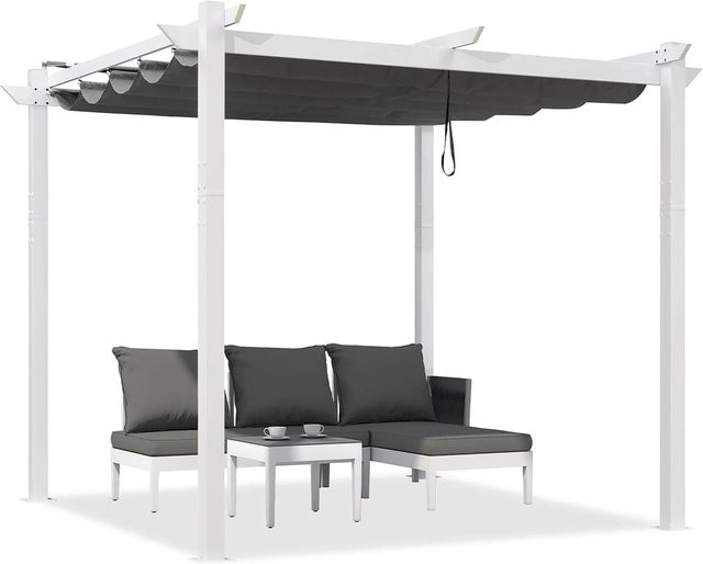 Purple Leaf Pavillon aus Aluminium mit Schiebedach in Weiß B/T/H: 300 x 300 x 300 cm - Bild 1