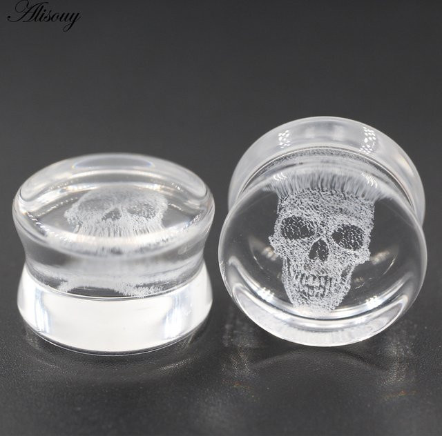 Alisouy Ohrringe, Glas, Schädel, Weiß, Unisex - Bild 1
