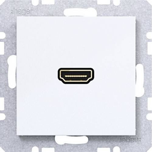 Hager HDMI-Steckdose in Lichtweiß glänzend WAF4380WG - Bild 1
