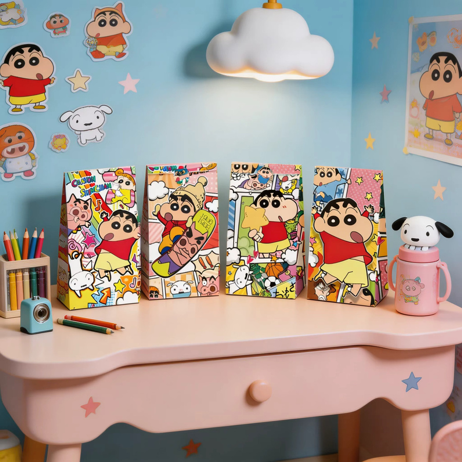 Bandai Crayon Shin-chan Partyzubehör Set aus Papier-Geschenktüten mit Aufklebern in Mehrfarbig für Kindergeburtstage, 12 Stück - Bild 3