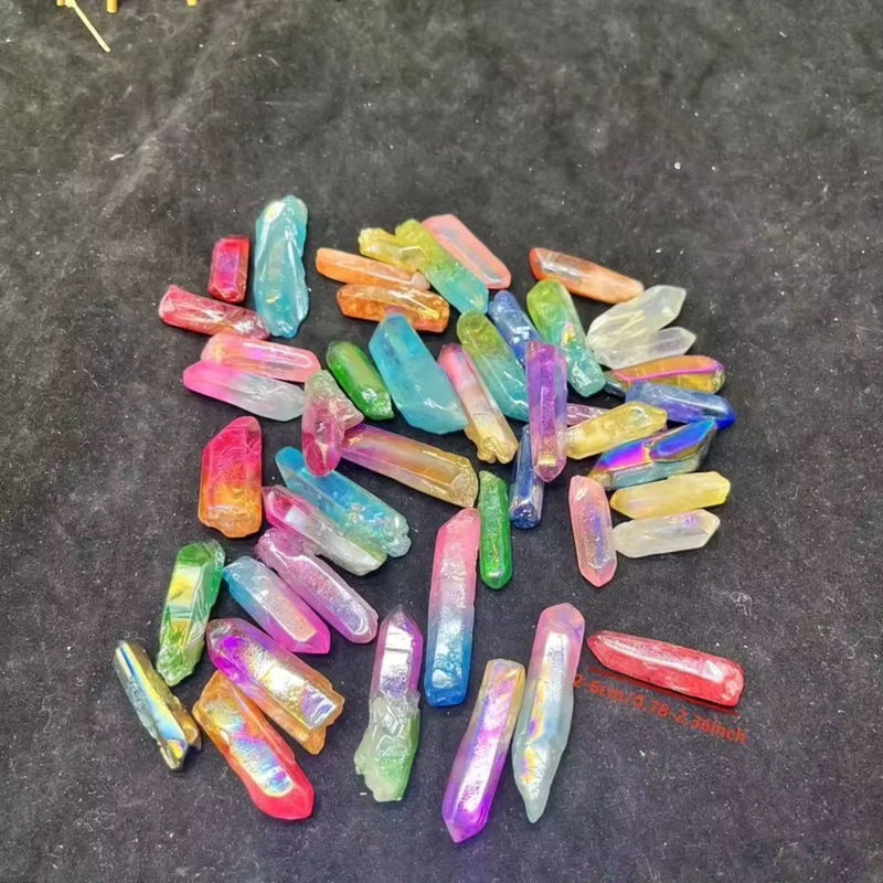 Natürlicher Lemurischer Samenquarz Kristall in Titan Aura Optik, rot und mehrfarbig, 30 g - Bild 2