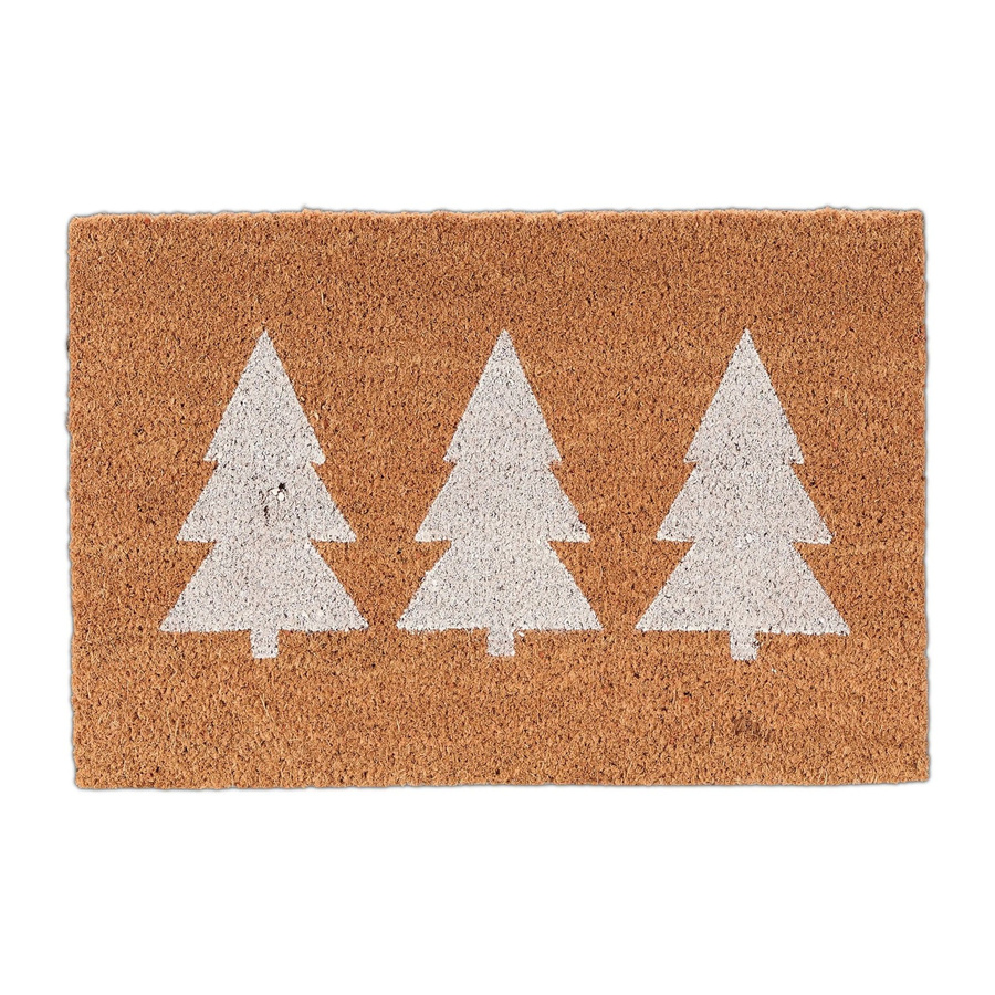 Relaxdays Fußmatte Kokos Natur Weiß mit Tannenbaum-Motiv, rutschfest und wetterfest, B/T/H: 60 x 40 x 1,5 cm - Bild 2