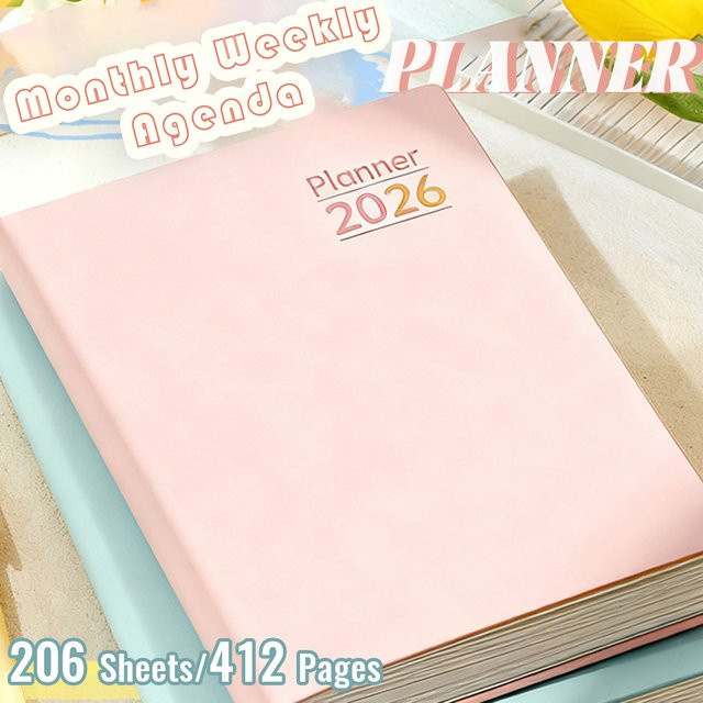 Dot Ding Agenda 2026 Organizer A5 in Pink mit Monatsregister, Wochenplaner und Stifthalter-Gummiband - Bild 1