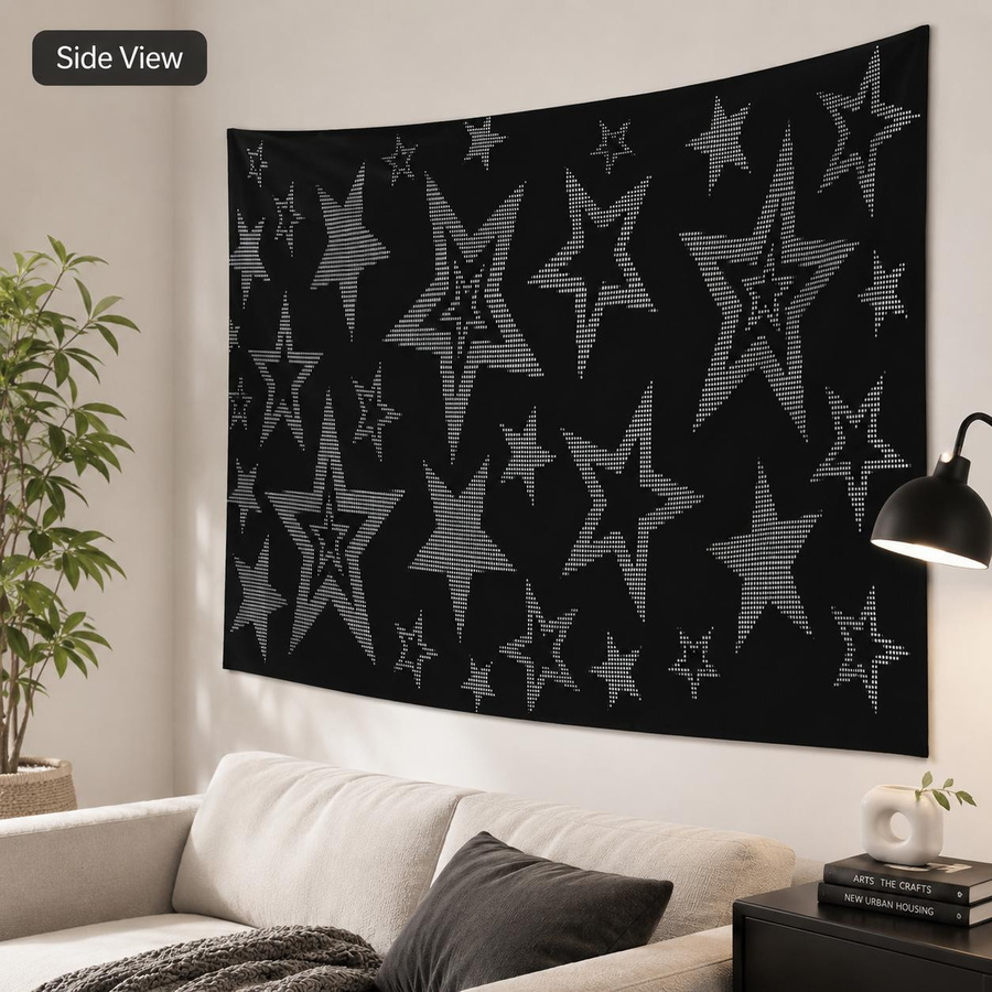 JMG Household Supplies Y2K Wandteppich Sternenmotiv Schwarz, Wandbehang aus Textil, Breite: 40 cm, Höhe: 60 cm - Bild 6