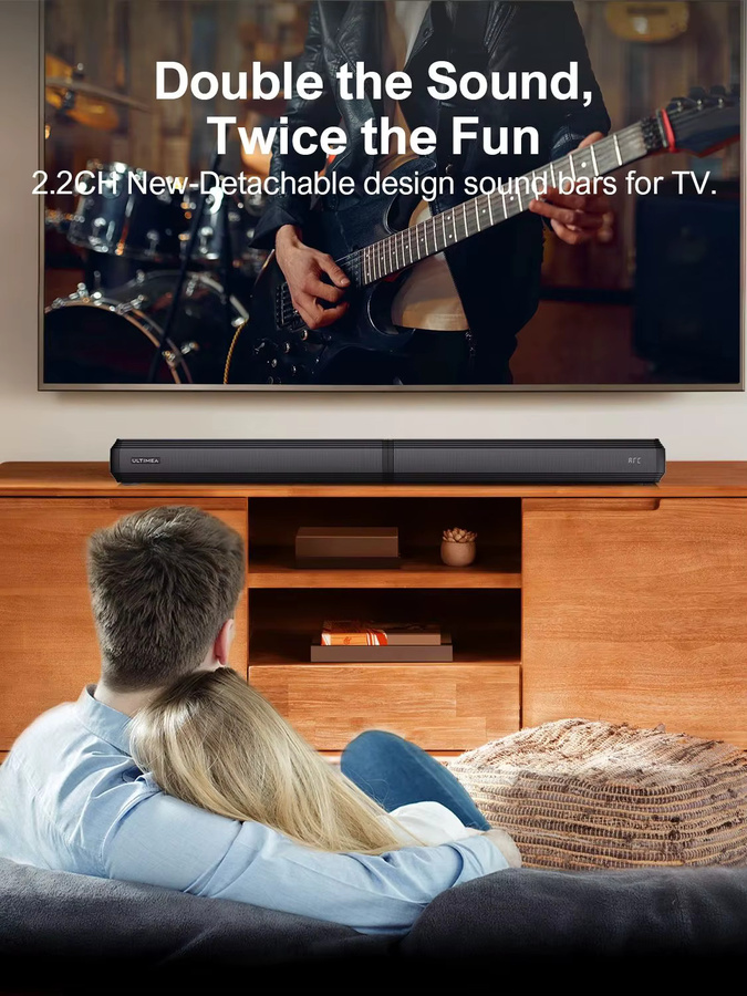ULTIMEA Apollo S40 2,2-Kanal-Soundbar in Schwarz mit 100 W Leistung, Bluetooth 5.3 und einstellbarem Bass - Bild 7