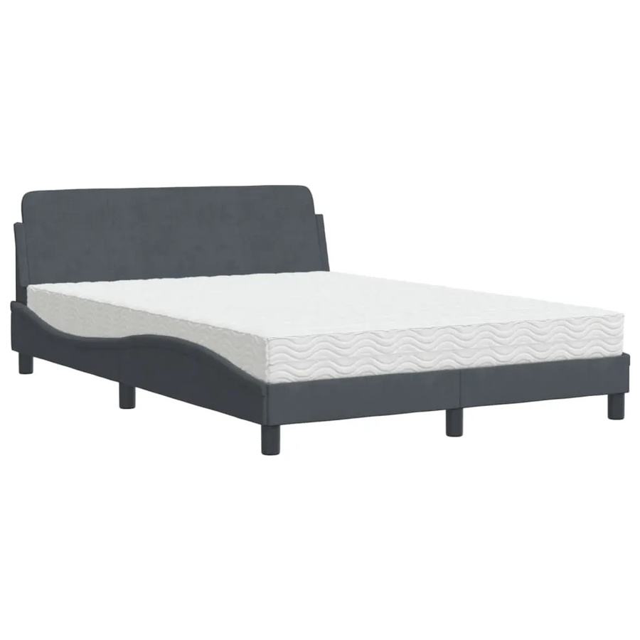 vidaXL Bett mit Matratze aus Samt in Grau, modernes Design mit Schaumstofffüllung, B/T/H: 120 x 200 x 17 cm - Bild 2