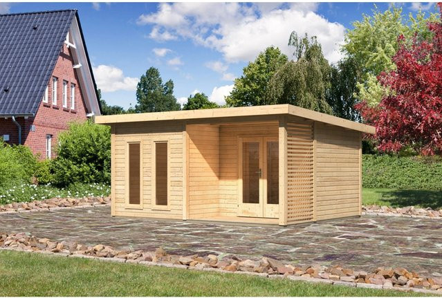 Karibu Holz-Gartenhaus Norrköping mit Flachdach in Naturbelassen, B: 506 cm, T: 366 cm - Bild 1